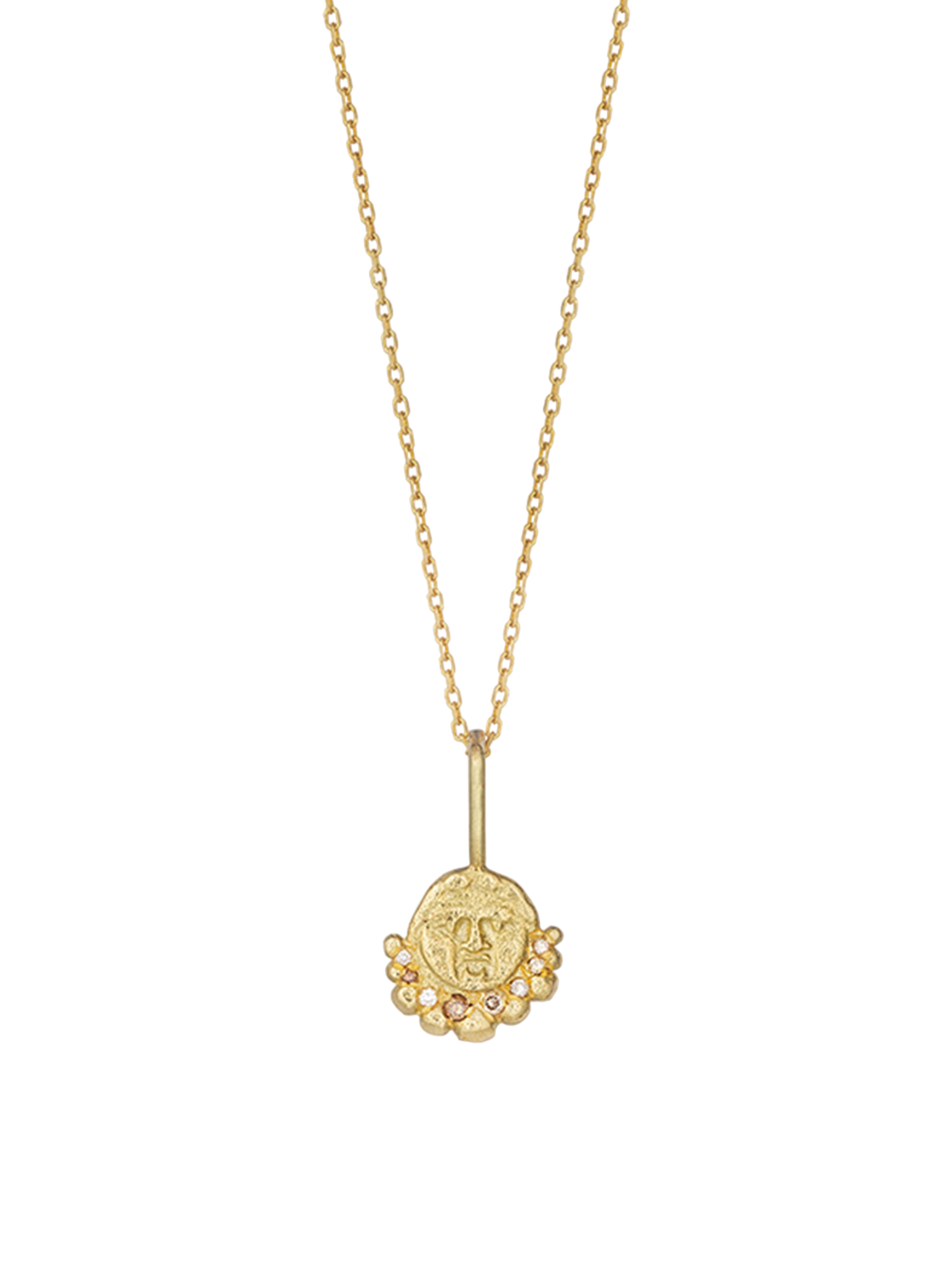 Gorgoneion radiance pendant with diamonds